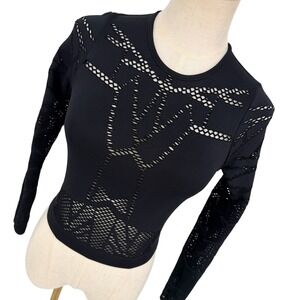 NWT Fabletics Demi Lovato Cyberpunk Crop Festival XS Black Seamless Goth Future